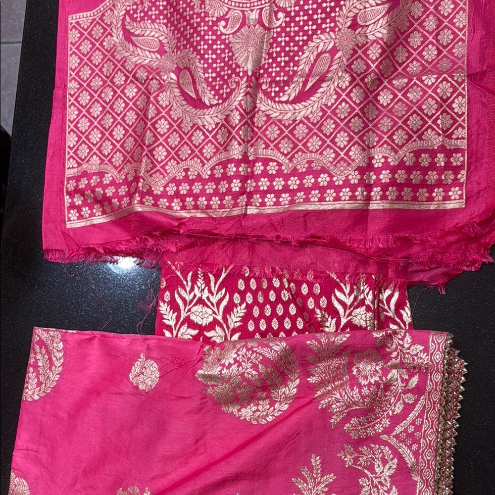 Elegant Pink and Gold Embroidered Lehenga